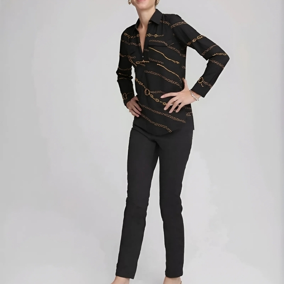 ANN TAYLOR Equestrian Horsebit Button Down Size MP - Picture 2 of 5